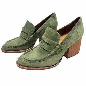 Kork-Ease Green Suede Block Heel Loafers 8M